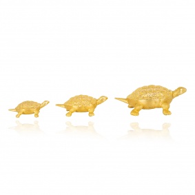 22k Yellow Gold Family of Three Textured Turtles